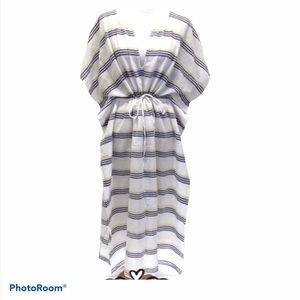 Ann Taylor Loft Beach striped cotton linen kaftan